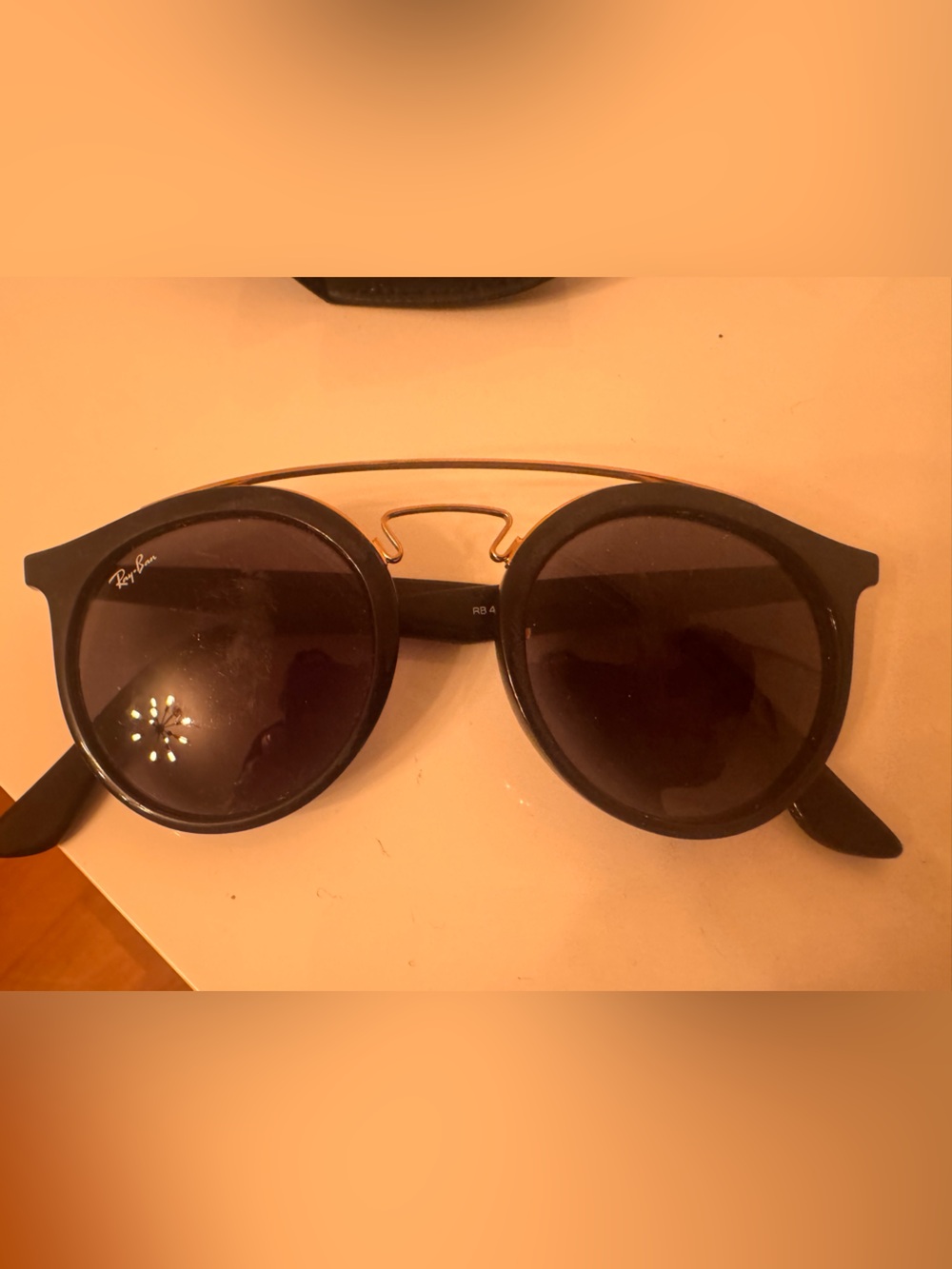 Ray-Ban Black Sunglasses with Gold Double Bridge